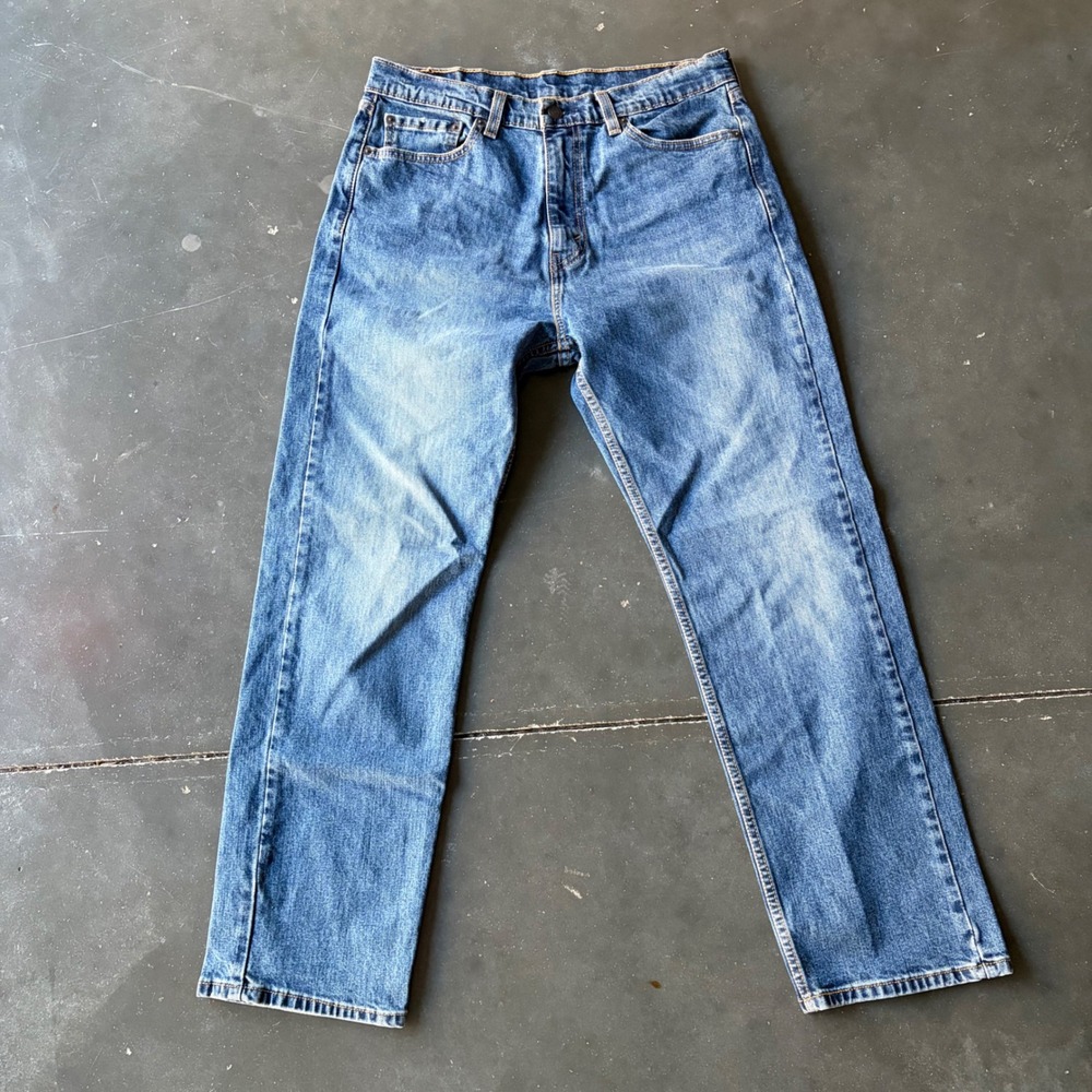 Levis 505 Regular Fit Straight Leg Blue Denim Jeans Mens W33 L30